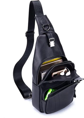 Vista 55 de LUKZIJAES Bolso bandolera de cuero genuino para hombre