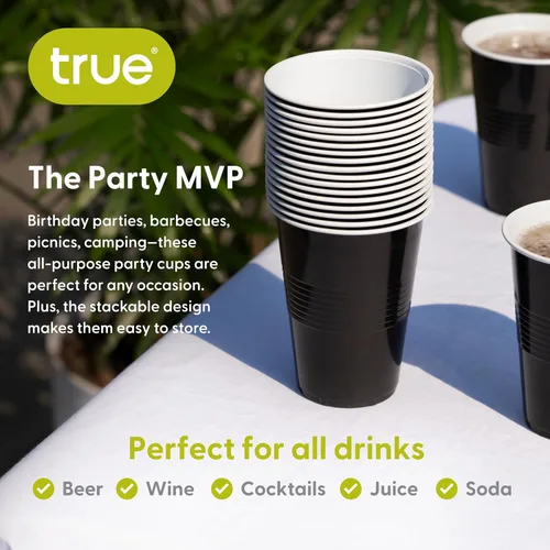 Vista 5 de TRUE Vasos de plástico para cócteles, refrescos, café helado, té helado, pong de cerveza, vasos desechables para fiesta de cumpleaños, noches
