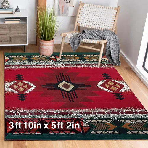 Vista 95 de YHSF South West - alfombra estilo nativo americano del suroeste C318 - fácil de limpiar, gruesa, suave, duradera, alfombra inspirada en tribus
