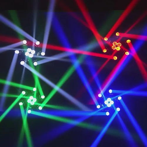 Vista 3 de JUNMAN 6 Cabezas Luz de LED de Efecto Móvil Cabeza de Abeja Luz de Lavado para DJ, Iluminación de Escenario de Discoteca con Tira de LED, Paquete