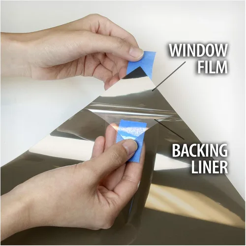 Vista 4 de Película autoadhesiva BDF PRBR para ventanas de calidad superior, ofrece control de temperatura y privacidad durante el día, color bronce