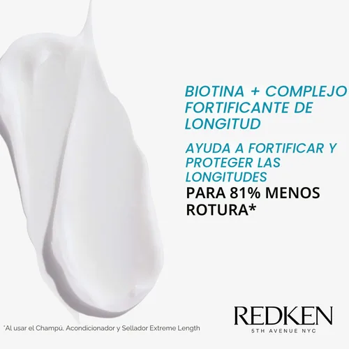 Vista 6 de Redken Extreme Length Biotin Conditioner For Longer Hair – Promotes Healthy Hair Growth, Strengthens & Detangles Damaged Hair, Infused With Biotin &