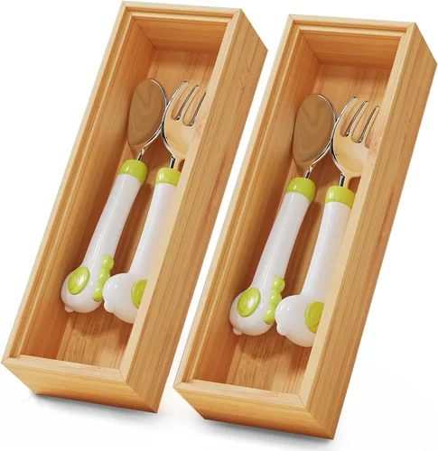 Vista 15 de Pequeñas cajas organizadoras de cajones de cocina de bambú bandeja