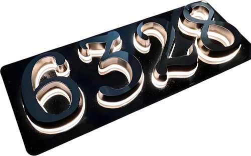Vista 10 de Señales de Números de Casa LED Personalizadas Señales de Números de Casa Verticales/Horizontales Iluminadas Placa de Dirección de Casa