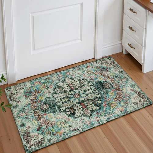 Vista 36 de Lahome Alfombra Floral Bohemio Medaillon - 2x3 Pequeña Alfombra de Baño Rosa Caliente, Alfombra de Cocina, Lavable a Máquina, Antideslizante, Suave
