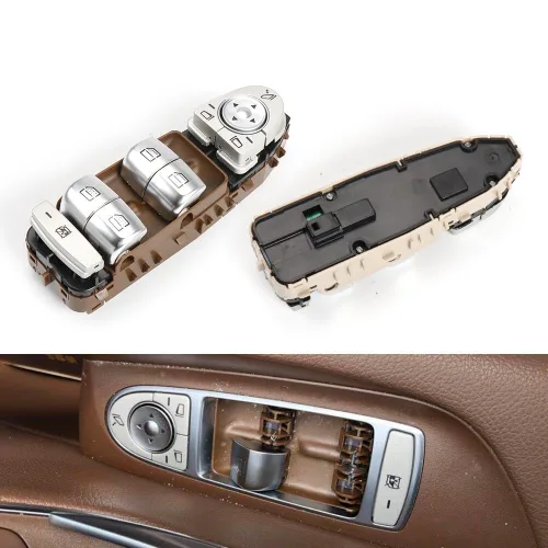 Vista 5 de Interruptor de ventana Master Power de repuesto para Mercedes Benz W213 Clase E E200 E260 E300 E400 2016-2021 (beige)