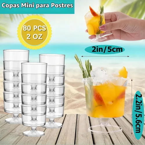 Vista 2 de Paquete de 80 mini tazas de postre, copas de vino de plástico
