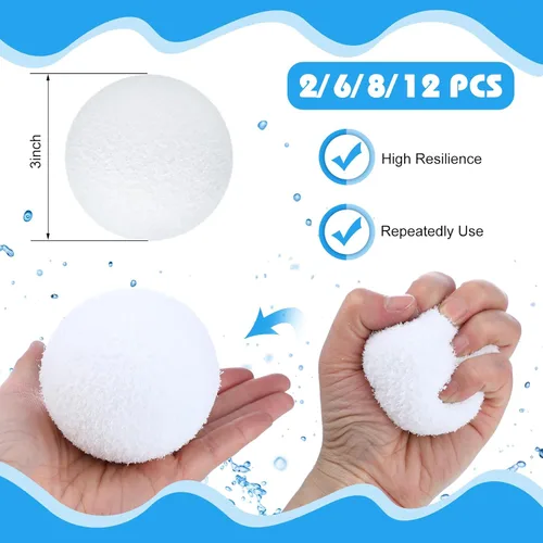 Vista 2 de Gerrii Paquete de 2 Bolas Absorbentes de Suciedad para Bañera de Hidromasaje de 3 Pulgadas Esponja Reutilizable para Piscina Absorbente de Aceite