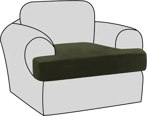 Vista 26 de H.VERSAILTEX Fundas de terciopelo elástico para silla con cojín en forma de T para sala de estar, funda de sofá, funda de asiento con cojín