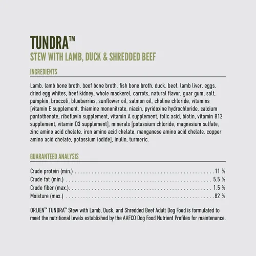 Vista 9 de ORIJEN Trituras de carne real, sin granos, estofado de Tundra, comida húmeda prémium para perros