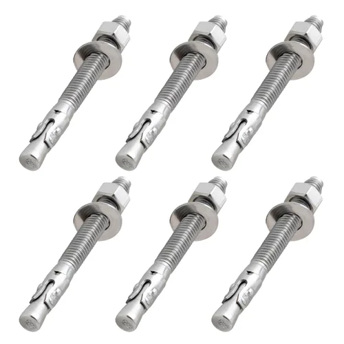 Vista 15 de LIONMAX Pernos de anclaje de acero inoxidable para concreto 1/2" x 3-3/4 pulgadas, paquete de 6 anclajes de cuña para pared de cemento, resistente a