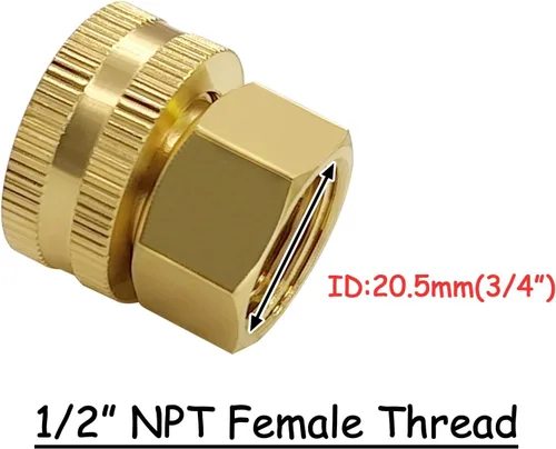 Vista 2 de Uenede Conector de manguera de jardín hembra de latón de 1/2 "NPT a 3/4" GHT hembra, reductor giratorio roscado reductor adaptador de conversión