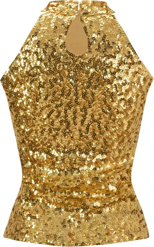 Vista 4 de Howriis Women's Sequins Halterneck Summer Short Vest Tank Tops