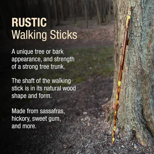 Vista 6 de Brazos Rustic Wood Walking Stick, Hawthorn, Traditional Style Handle, for Men & Women, Made in The USA