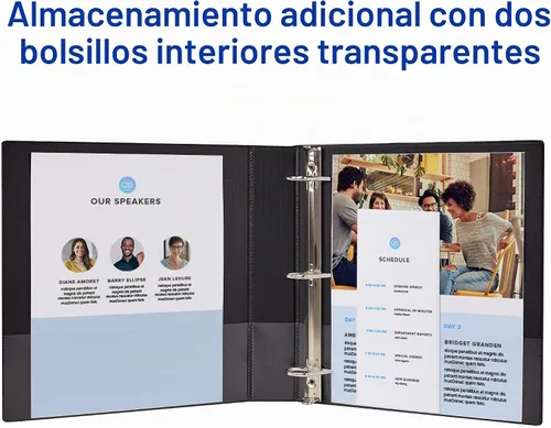 Vista 6 de Carpeta Avery resistente con anillos, Azul oscuro 1.5 pulgadas Para uso diario en la escuela, el hogar y la oficina, columna vertebral resistente al