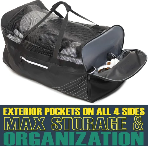 Vista 7 de Athletico Bolsa de lona de hockey - Bolsa de viaje grande de 35 pulgadas para hockey sobre hielo XXL para equipo y equipo, con organizador incluido