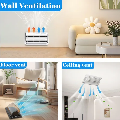 Vista 3 de Deflector de ventilación ajustable – 10 a 14 pulgadas – Cubiertas magnéticas de ventilación de piso para CA, pared, registro de techo con fuerte