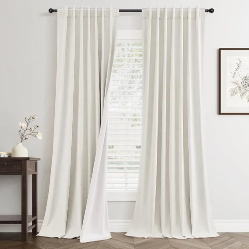 Vista 27 de Jowels - Cortinas opacas con pestaña trasera color beige cálido de 84 pulgadas de largo, 2 paneles para sala de estar y dormitorio, color beige