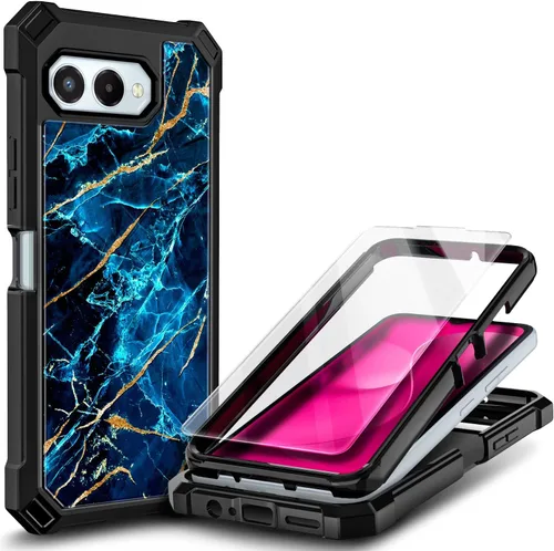 Vista 12 de NZND Funda para T-Mobile REVVL 6 5G / REVVL 6X 5G con [Protector de Pantalla Incorporado], Funda Bumper Protectora Rugosa Resistente a Golpes