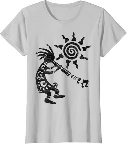 Vista 19 de Native American Kokopelli Musican With Flute 2 - Camiseta divertida para fanáticos, Blanco, S
