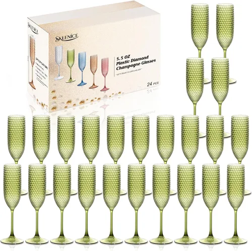 Vista 12 de Copas de champán de plástico, copas de champán irrompibles, copas de vino de diamante reutilizables, copas de vino transparentes para fiestas, copas