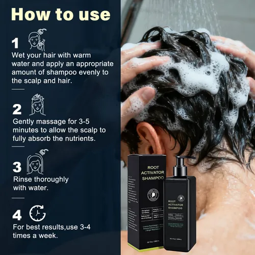 Vista 5 de Root Activator Shampoo For Men - Champú para el crecimiento del cabello para la pérdida y adelgazamiento del cabello - 10.1 fl oz/10.1 fl oz