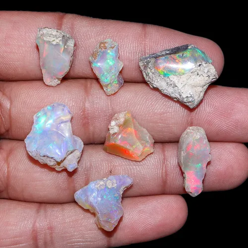 Vista 2 de Jaguar Gem New Lot 50 unidades de piedra natural de ópalo etíope áspero de grado A, suministro de cristales crudos, piedras preciosas para hacer
