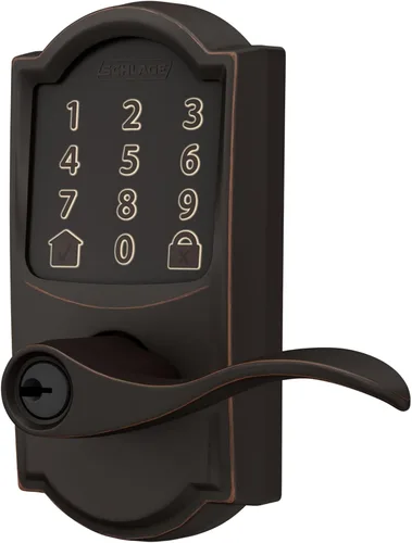 Vista 11 de Schlage Encode Smart WiFi Lock, manija de palanca, borde Camelot, bronce