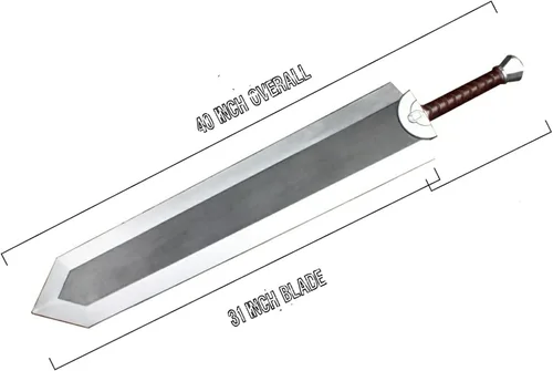 Vista 2 de Fantasy Foam Dragon Slayer Berserk Guts Sword Anime Cosplay y disfraz (diferentes tamaños a elegir)
