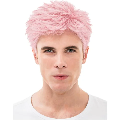 Vista 12 de Peluca roja para hombre, corta, recta, roja, en capas, resistente al calor, reemplazo de pelo sintético Rojo