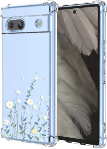 Vista 10 de Funda para Google 5 Pixel 5 con esquinas de cojín de aire, patrón floral TPU suave transparente, parachoques a prueba de golpes, funda protectora
