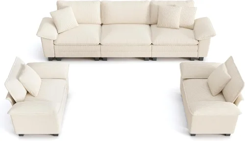 Vista 25 de PHI VILLA Conjuntos de sofás modulares Cloud, juego de sofá seccional de 2 piezas con sofá cama, sofá cómodo de 3 plazas para sala de estar y Ceniza
