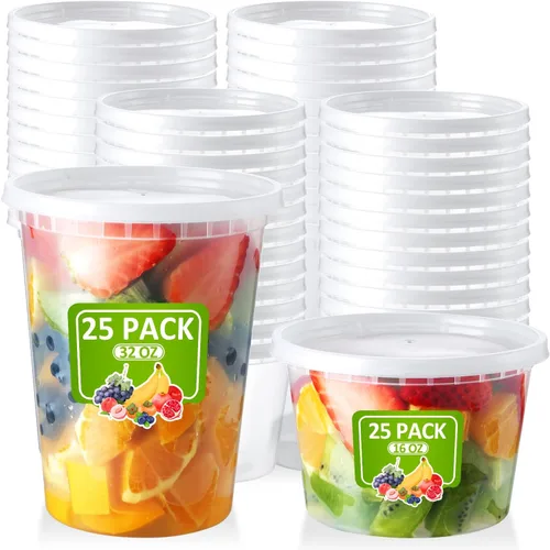 Vista 10 de NEEBAKE 75 juegos de recipientes de 12 onzas con tapas herméticos de plástico para almacenamiento de alimentos con tapas para sopa, slime, avena