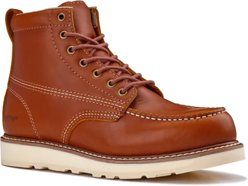 Vista 8 de Golden Fox Botas de trabajo de 6 pulgadas para hombre, con cuña y puntera tipo mocasín, cómodas para la construcción Brun-M6