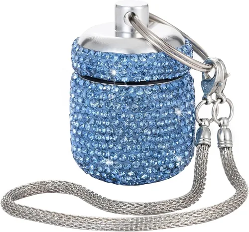 Vista 14 de Pastillero con llavero de diamante, pequeño organizador de píldoras, caja de bloqueo de medicamentos, lindo estuche de medicina para bolso, soporte
