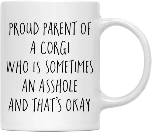 Vista 32 de Andaz Press Funny Dog - Taza de café de 11 onzas, regalo de broma, orgulloso padre de un afenpinscher que es a veces un gilipollas y eso está bien
