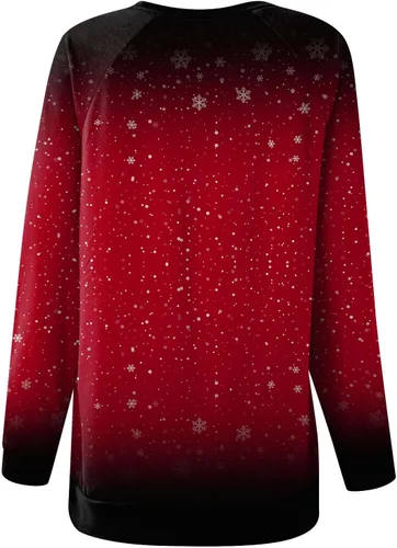 Vista 2 de Costumes for Women Christmas Printed Long Sleeve Sweatshirts Round Neck Classic T Shirts Casual Loose Outfits