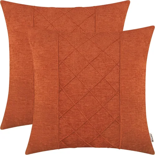 Vista 24 de BRAWARM Fundas de almohada 40x40 cm - Paquete de 2 fundas de almohada de chenilla negra, fundas de almohada de chenilla suave teñida sólida