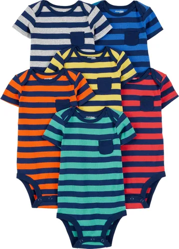 Vista 18 de Simple Joys by Carter's Paquete de 6 mamelucos de manga corta para bebé niño Multicolor/Ancla/Dinosaurio/Raya/Ballena