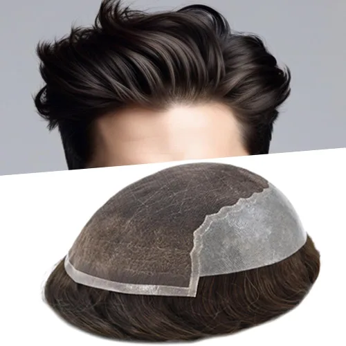 Vista 79 de Mens Toupee Human Hair Replacement System Swiss Lace Toupee For Men Hair Piece Protesis Capilar Mens Hairpiece 5X7#1 Jet Black 120% Density