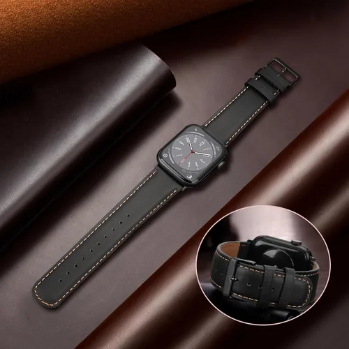 Vista 3 de HITZEE Correas de cuero compatibles con Apple Watch Band de 1.654 in, 1.614 in, 1.575 in, 1.496 in, para mujeres y hombres, correa de cuero genuino