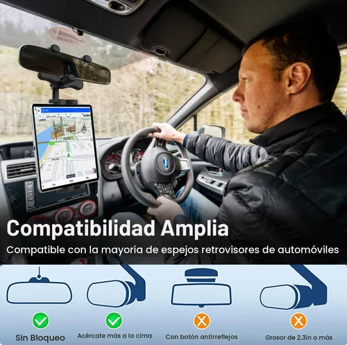 Vista 2 de Soporte para tableta para espejo retrovisor de automóvil, abrazadera