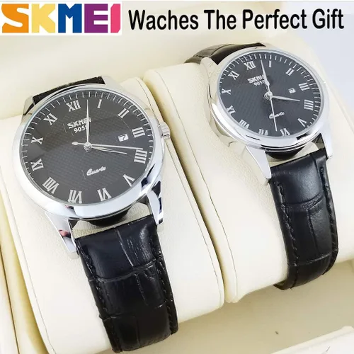 Vista 4 de SKMEI Pair Watches for Couples Men and Women His and Hers Watch Set Husband Wife Valentines Matching Wrist Watch Wedding Gifts Waterproof Business