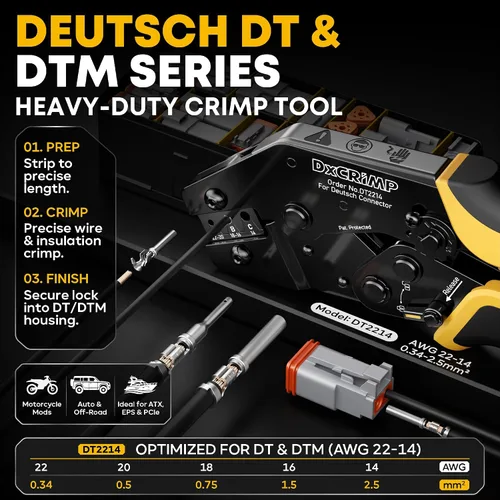 Vista 3 de Kit de herramienta de crimpado de conectores DxCRIMP Deutsch DT Series, conectores eléctricos impermeables para automóviles de 2/3/4/6 pines