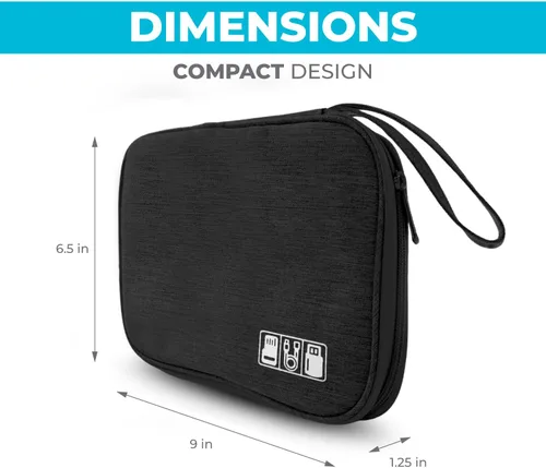 Vista 6 de Organizador de cargador electrónico - Funda de cable de viaje para cables, cargadores y accesorios tecnológicos