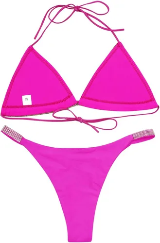 Vista 6 de Traje de baño de 2 piezas con cristales de diamantes brillantes para mujer, bikini sexy push up para fiestas, rave, club