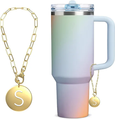 Vista 2 de Stanley Accessories - Dijes dorados de Stanley de 40 onzas con letras A-Z para vaso Stanley, accesorios compatibles con Yeti y Hydro Flask, Pequeño