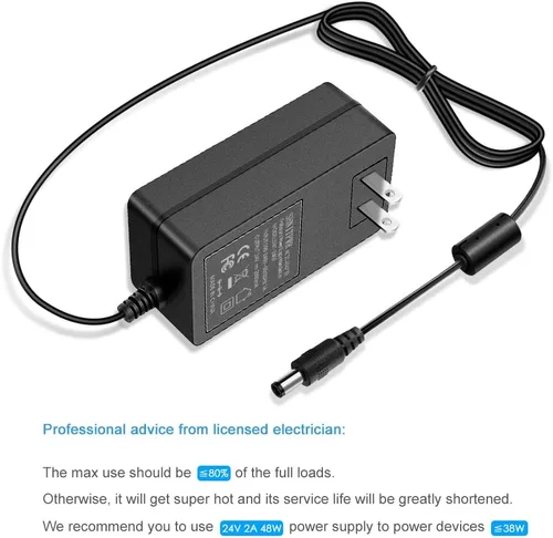 Vista 7 de SHNITPWR Adaptador de fuente de alimentación de 24 V CC 24 voltios 2A 48W AC a CC Convertidor Transformador 100 ~ 240 V Entrada de CA con punta