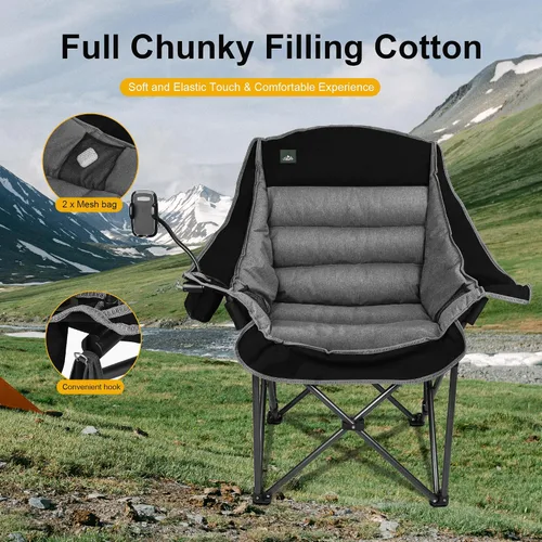 Vista 6 de Northroad Silla de campamento acolchada de gran tamaño, silla de césped plegable con soporte para tazas, bolsa de transporte para senderismo al aire
