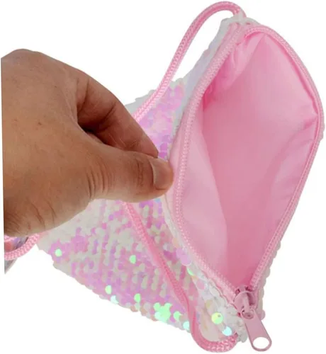 Vista 3 de SHERCHPRY o pescado portátil adorable bolsa chica azul diseño brillante cola hombro sirena niños monedero teléfono almacenamiento lentejuelas
